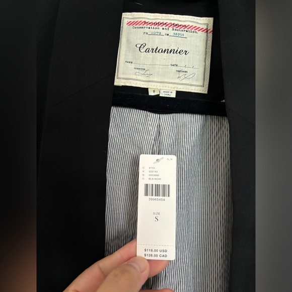 Anthropologie Cartonnier Cornerstone Open Drapey Black Blazer Suit Jacket - Picture 9 of 10